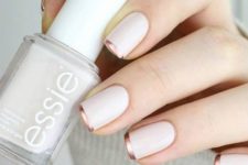 16 white matte nails with copper tips is a fresh take on French manicure