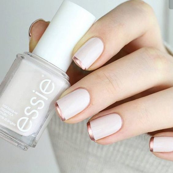 white matte nails with copper tips is a fresh take on French manicure
