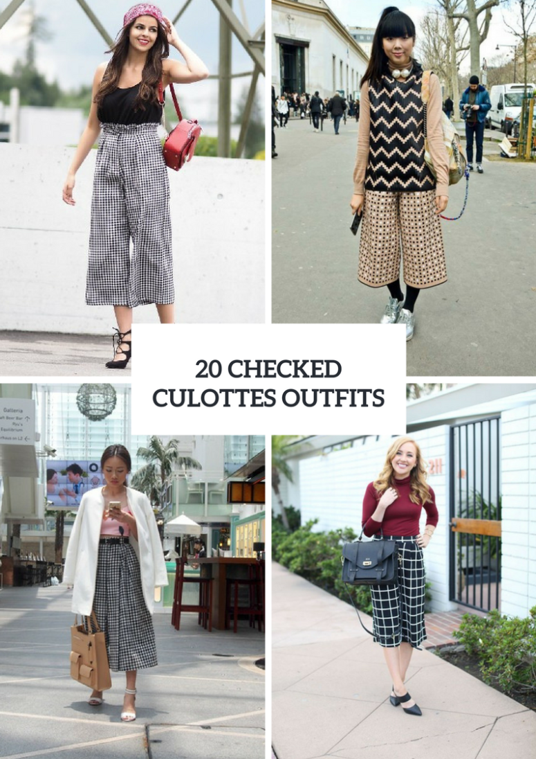 20 Outfits With Checked Culottes To Repeat