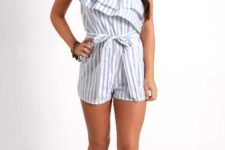 striped romper spring outfit