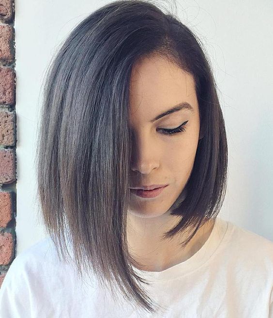 asymmetrical medium bob worn with a side part is a chic and timeless idea