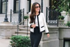 black and white spring work outfit