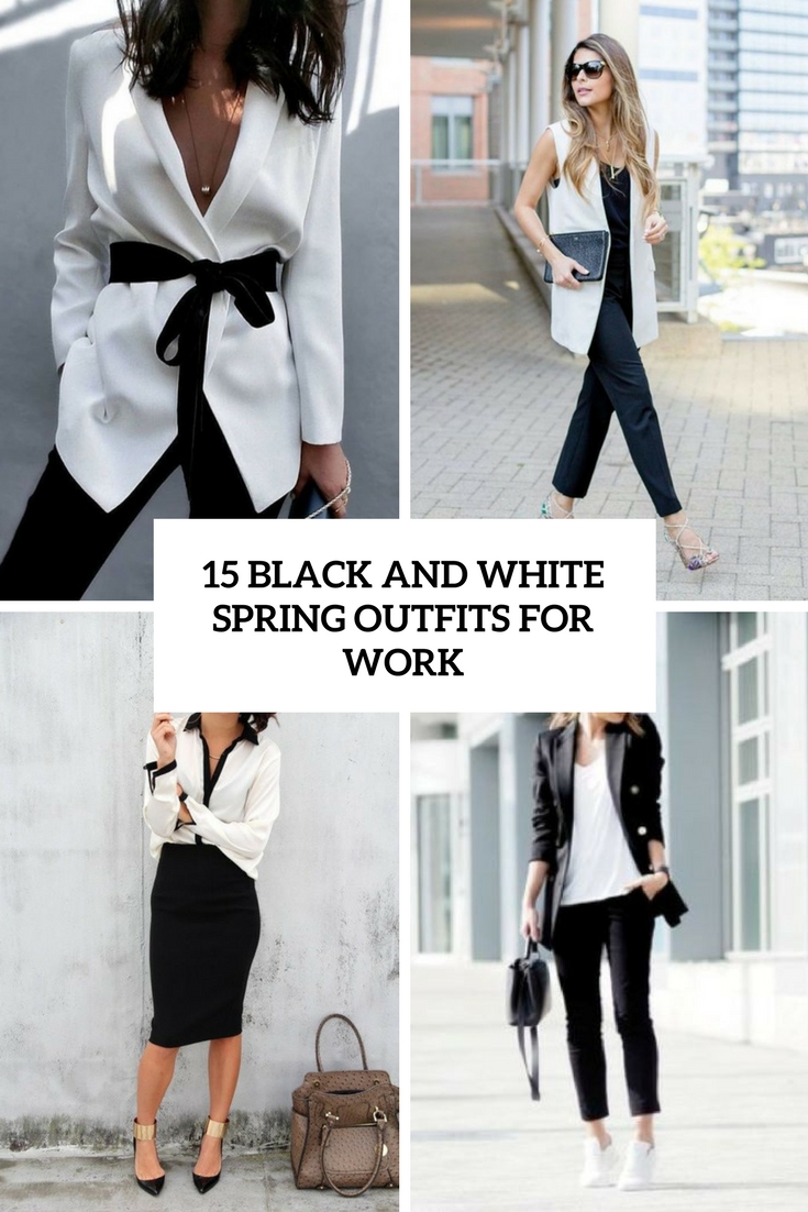 black and white spring outfits for work cover