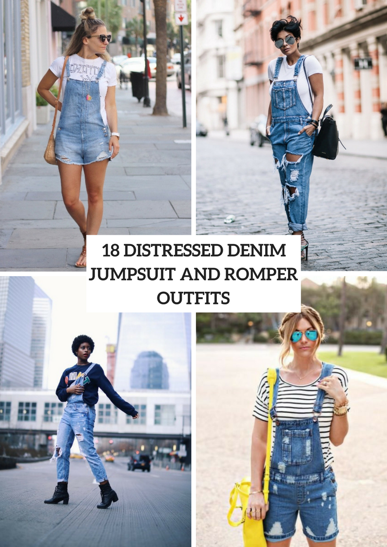 Distressed Denim Jumpsuit And Romper Outfit Ideas