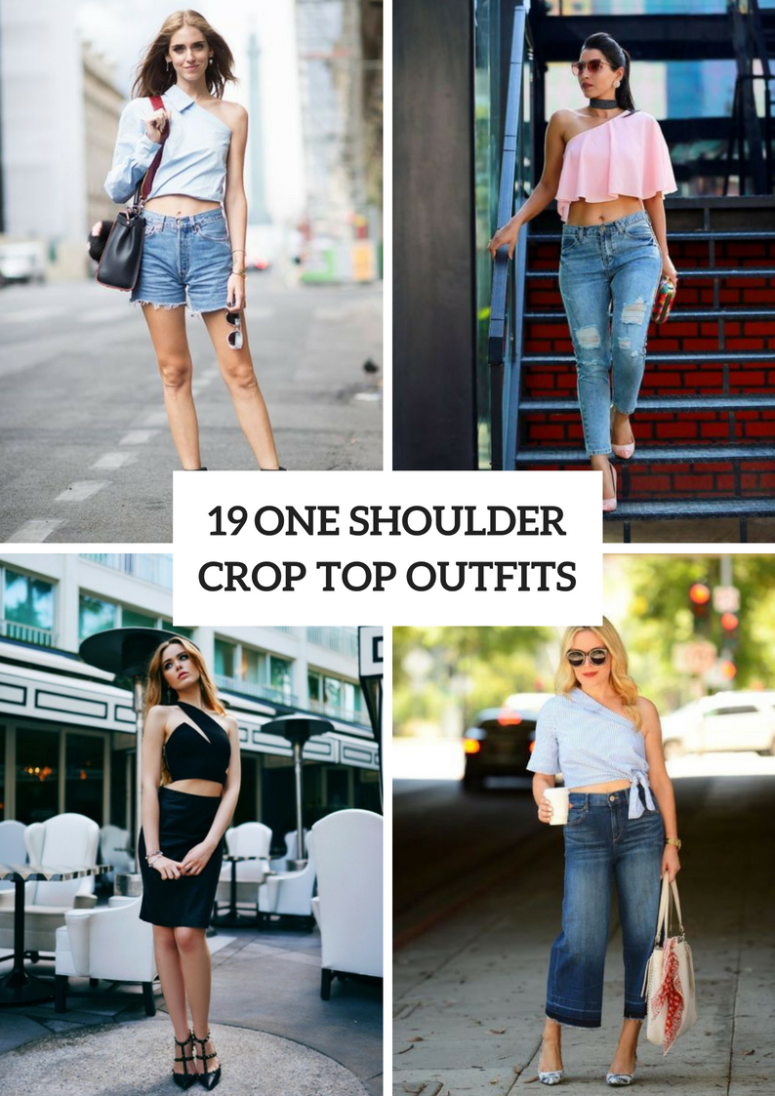 19 Outfits With One Shoulder Crop Tops