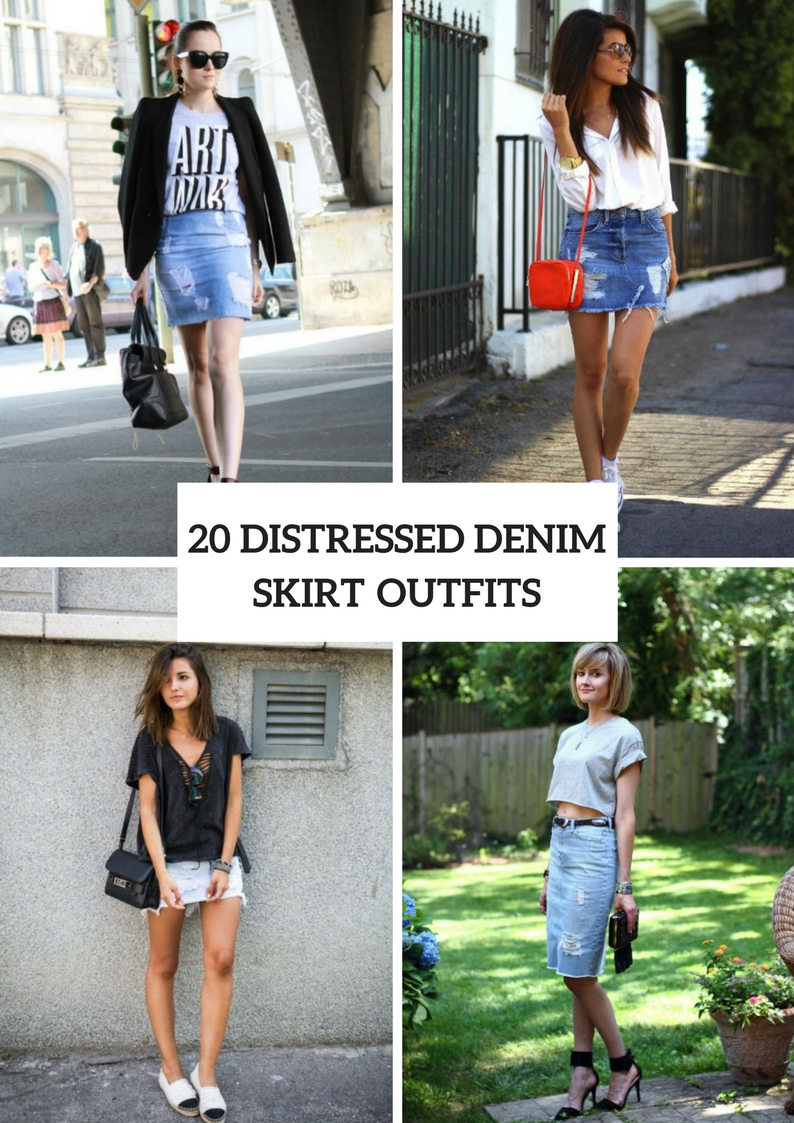 Cool Looks With Distressed Denim Skirts