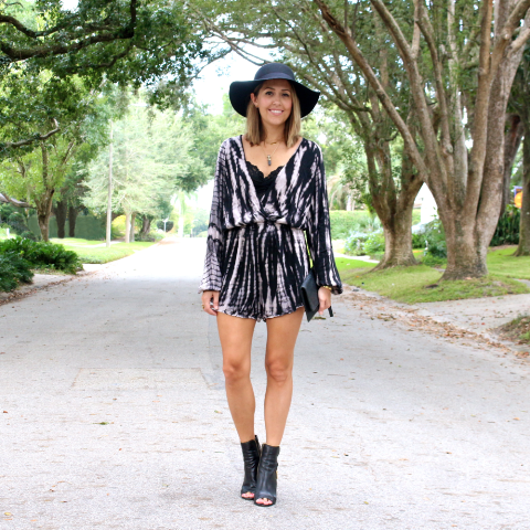 With black cutout boots and hat
