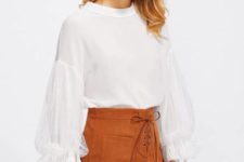 With brown suede skirt