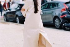 With dress and beige trench coat