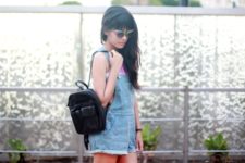 With top and denim romper