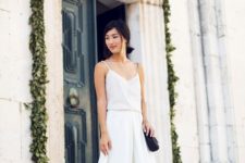 all white look with culottes