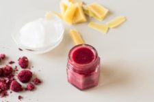 DIY tinted raspberry lip balm