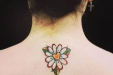 Colorful tattoo on the neck