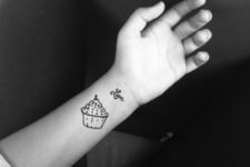 Cupcake tattoo design on the wrist