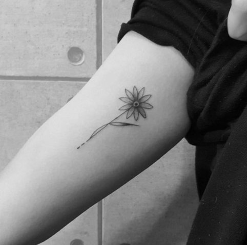 Cute daisy tattoo on the arm