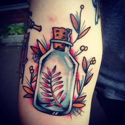 Fern in the bottle tattoo