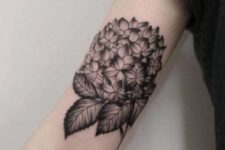 Hydrangea with leaves tattoo