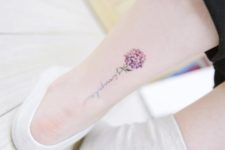 Hydrangea with word tattoo