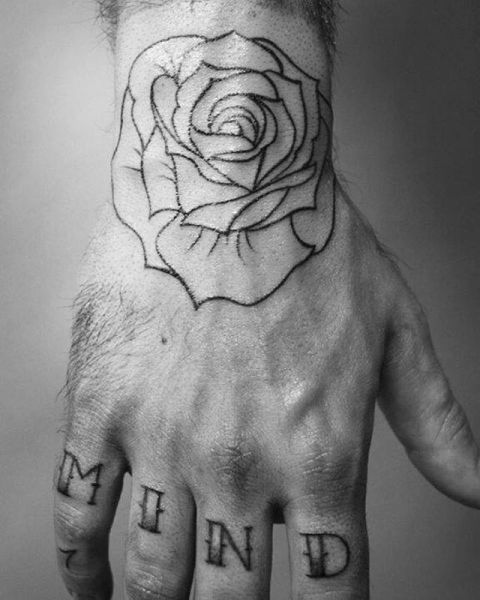 Minimalistic rose tattoo on the wrist
