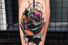 Neon colored tattoo on the leg