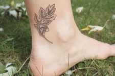 Oak leaf tattoo on the ankle