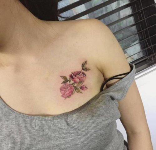 Rose tattoo on the chest