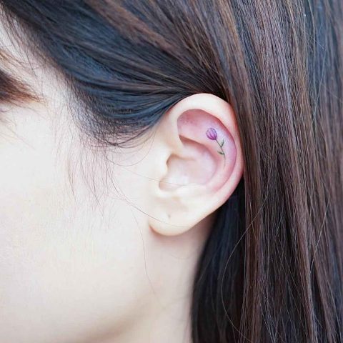 Tiny tattoo on the ear