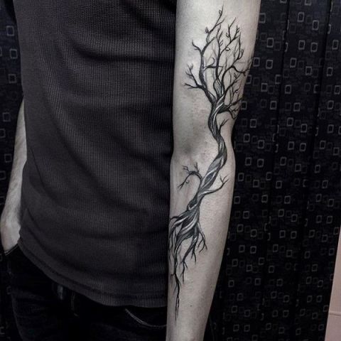 Tree with roots tattoo on the hand