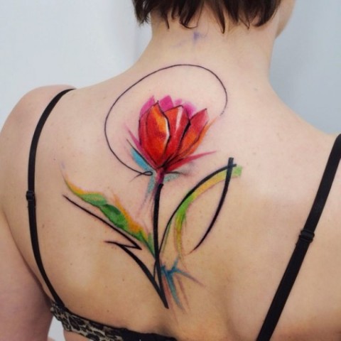 Unique floral tattoo on the back