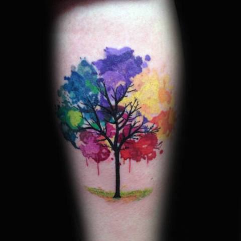 Watercolor tree tattoo idea