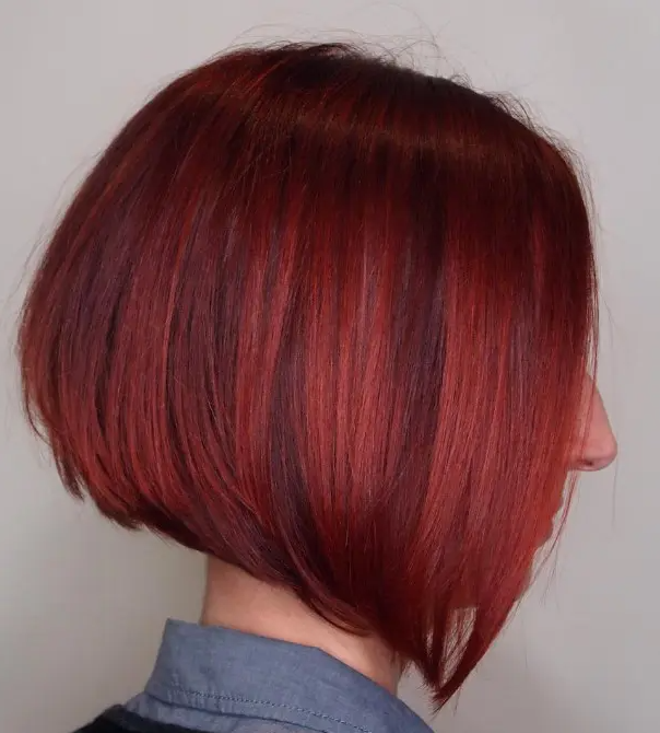 a hot red A-line chin length bob is pure elegance and it will make a bold statement