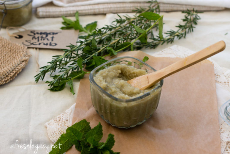 DIY soothing sugar mint scrub with herbs (via afreshlegacy.net)