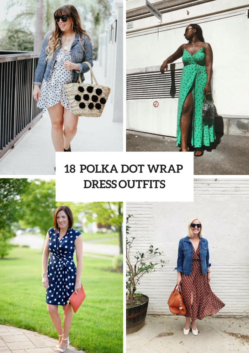 Polka Dot Wrapped Dress Outfits