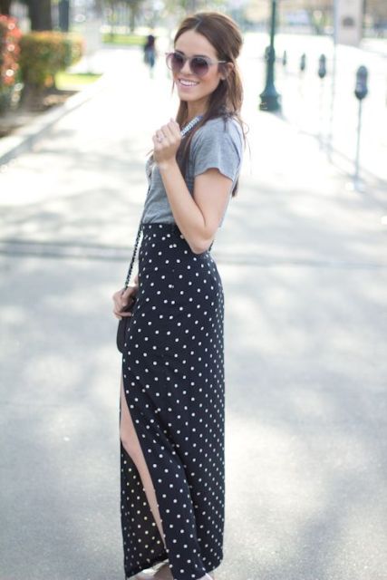 18 Outfits With Polka Dot Maxi Skirts - Styleoholic