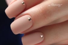 04 matte nude nails with copper rhinestones for a party or a special occasion