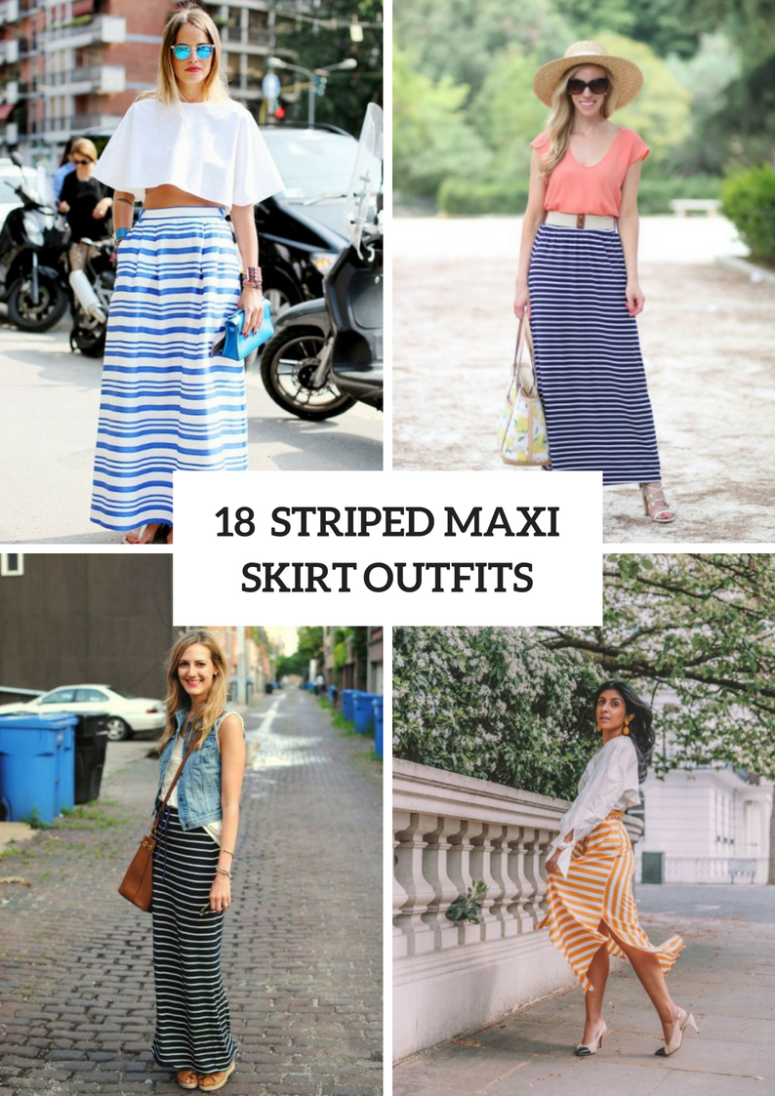 Striped Maxi Skirt Outfits For Stylish Ladies