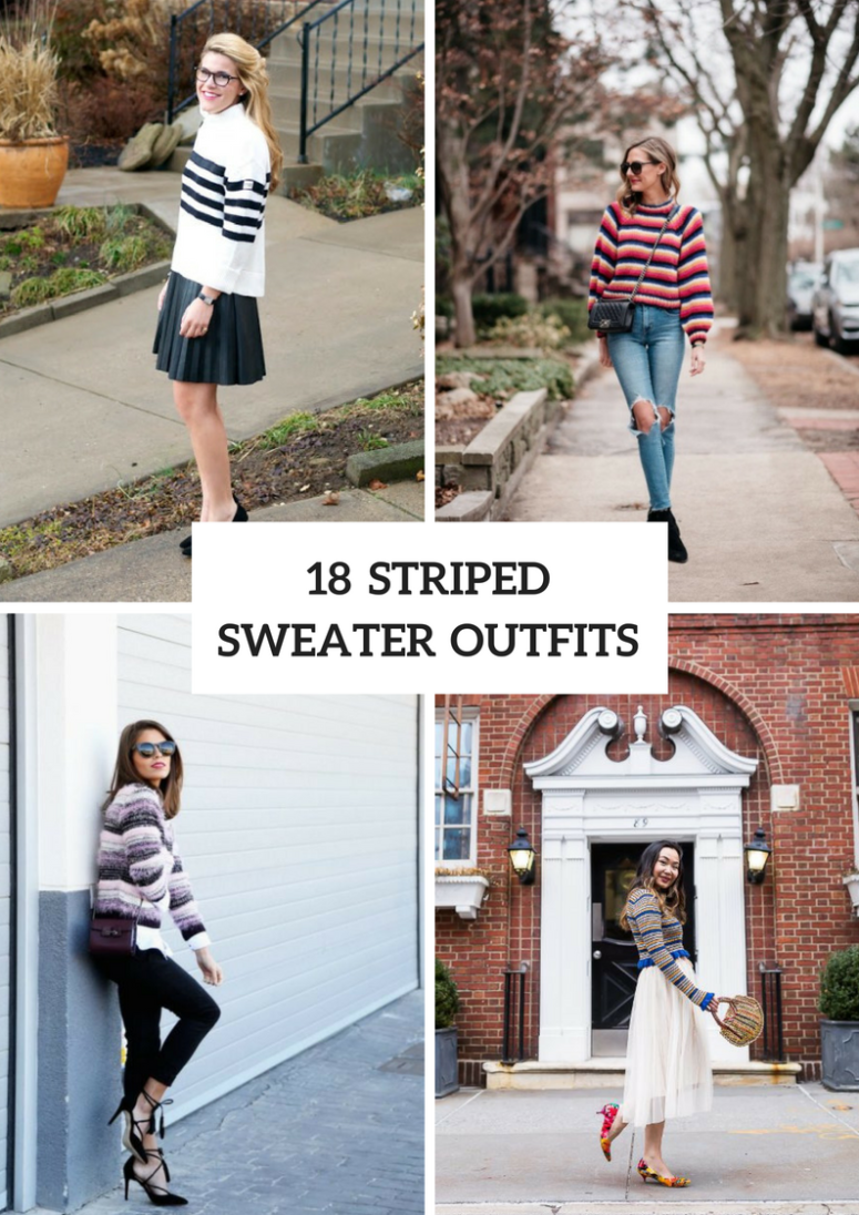 Women Outfit Ideas With Striped Sweaters