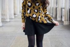 fall look with black tights
