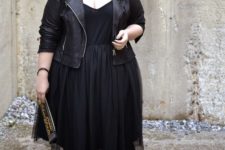 curvy girl’s party look in all black