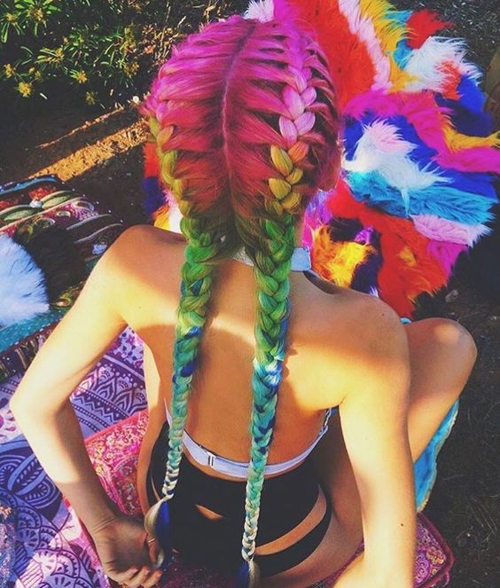 rainbow braids for a fun touch and for colorful splashes