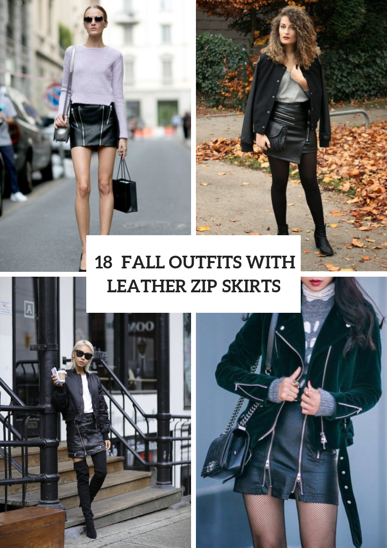 Leather Zip Skirt Outfits For This Season