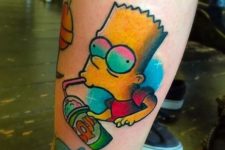 Bart Simpson tattoo idea on the leg