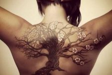 Big tree of life with flowers tattoo