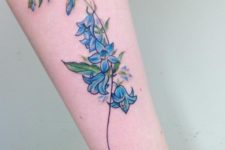 Blue flowers on the hand