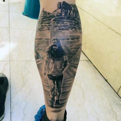 Forrest Gump tattoo on the leg