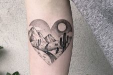 Heart shaped tattoo on the arm
