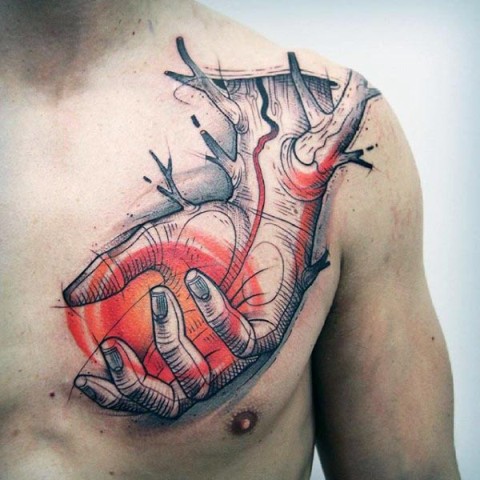 Heart shaped tree of life tattoo