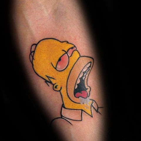 Homer tattoo design on the forearm