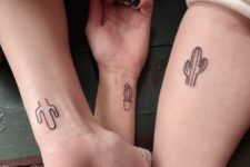 Matching cactus tattoos