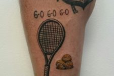 Small tennis racket tattoo